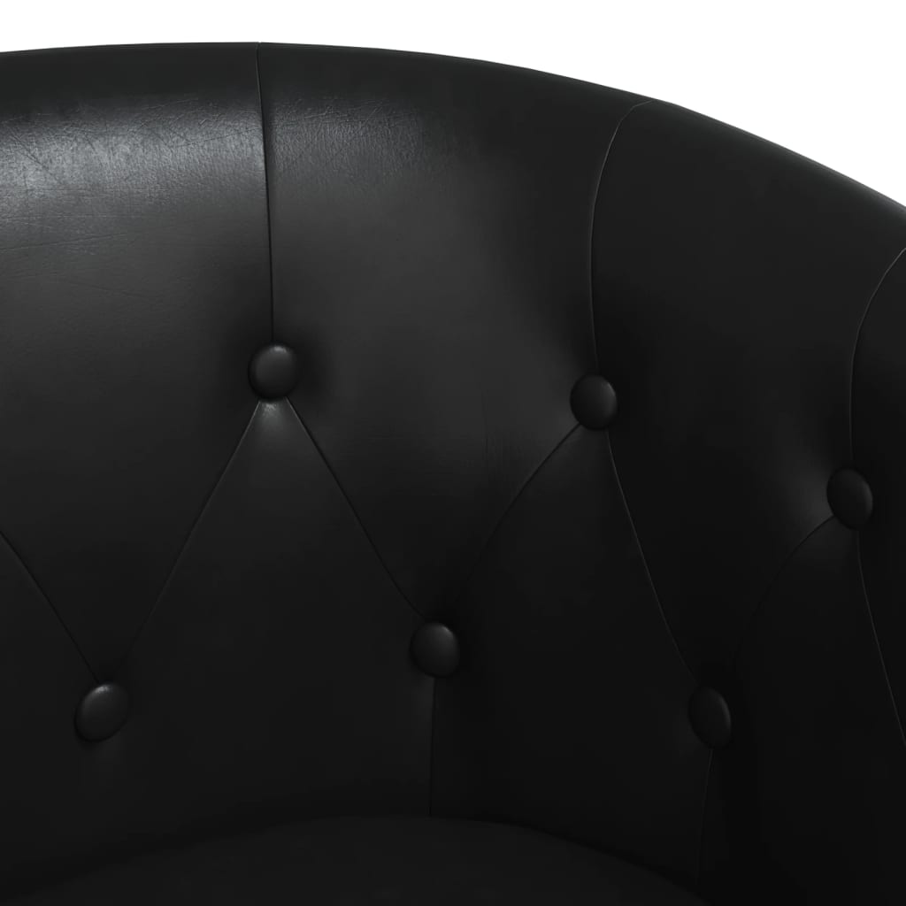 vidaXL Tub Chair Black Faux Leather-4