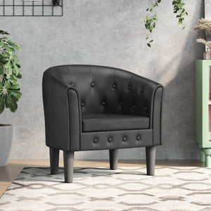 vidaXL Tub Chair Black Faux Leather-0