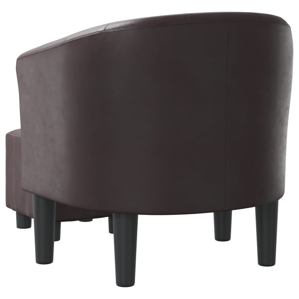 vidaXL Tub Chair with Footstool Brown Faux Leather-3