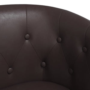 vidaXL Tub Chair with Footstool Brown Faux Leather-4