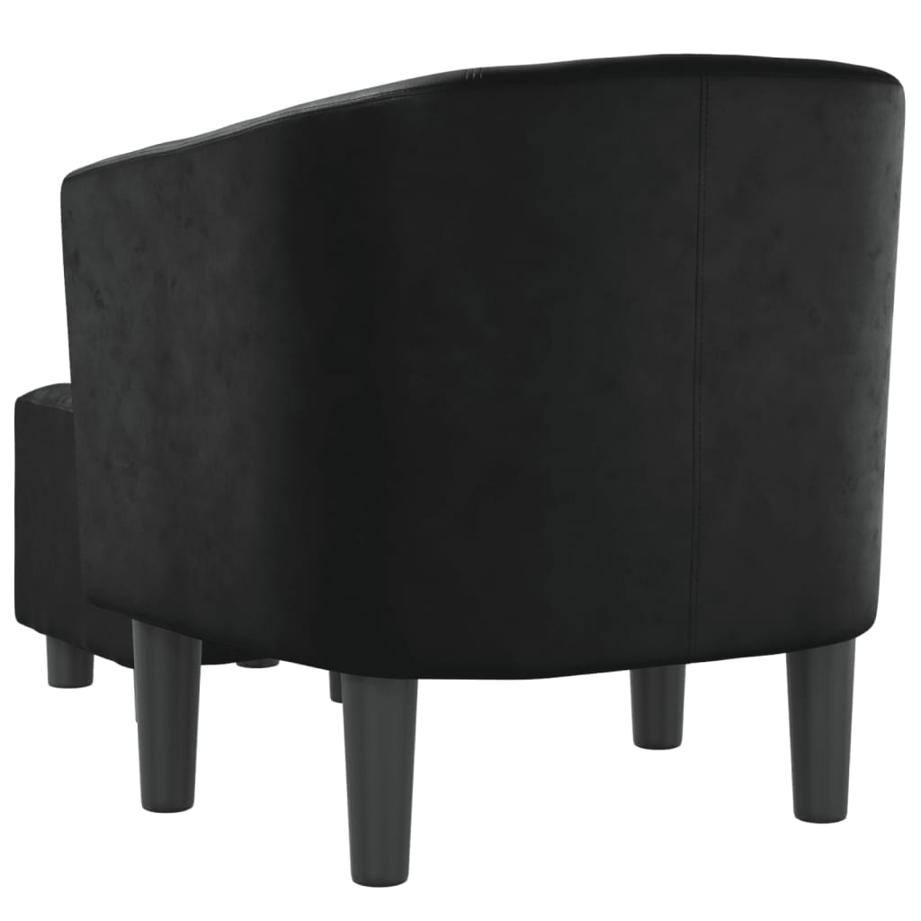 vidaXL Tub Chair with Footstool Black Faux Leather-3