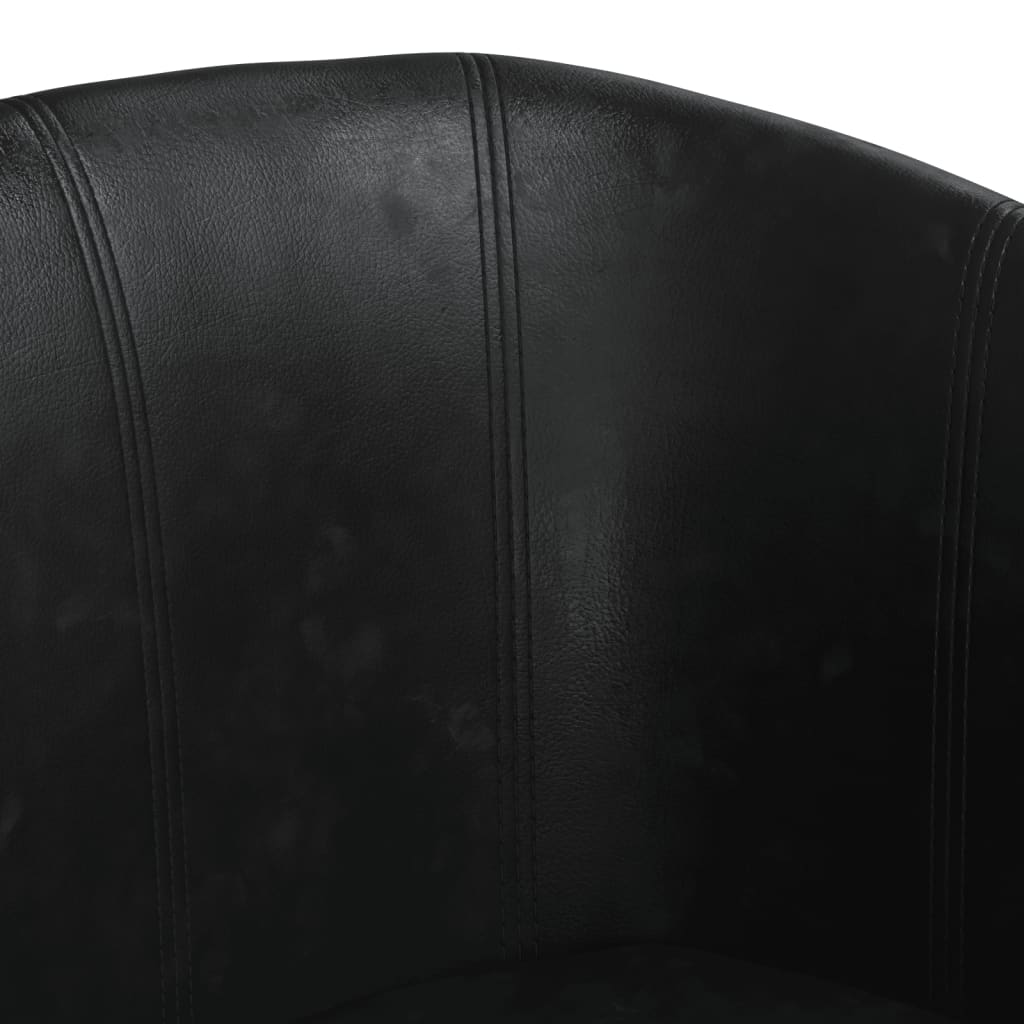 vidaXL Tub Chair with Footstool Black Faux Leather-4