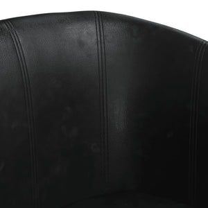 vidaXL Tub Chair with Footstool Black Faux Leather-4