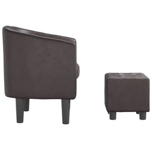 vidaXL Tub Chair with Footstool Brown Faux Leather-2