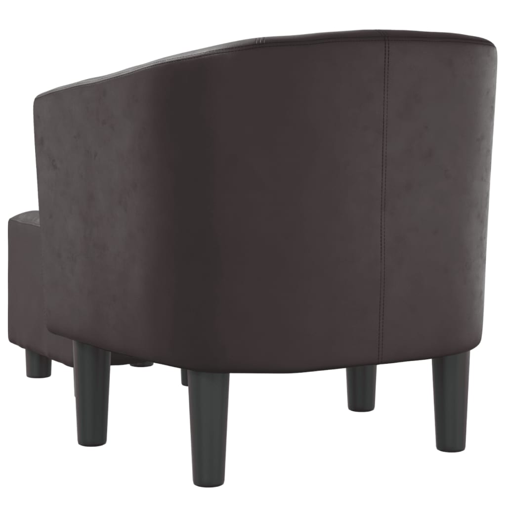 vidaXL Tub Chair with Footstool Brown Faux Leather-3