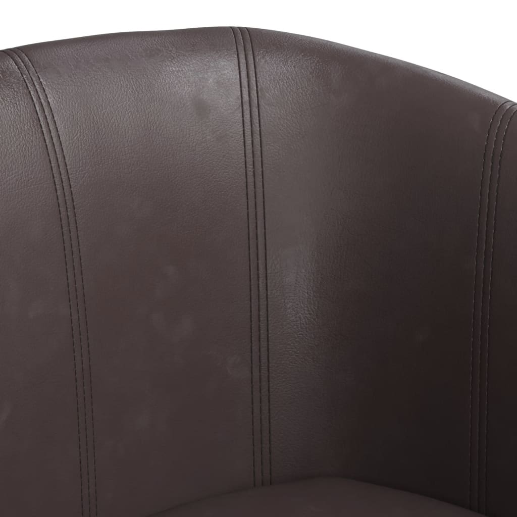 vidaXL Tub Chair with Footstool Brown Faux Leather-4