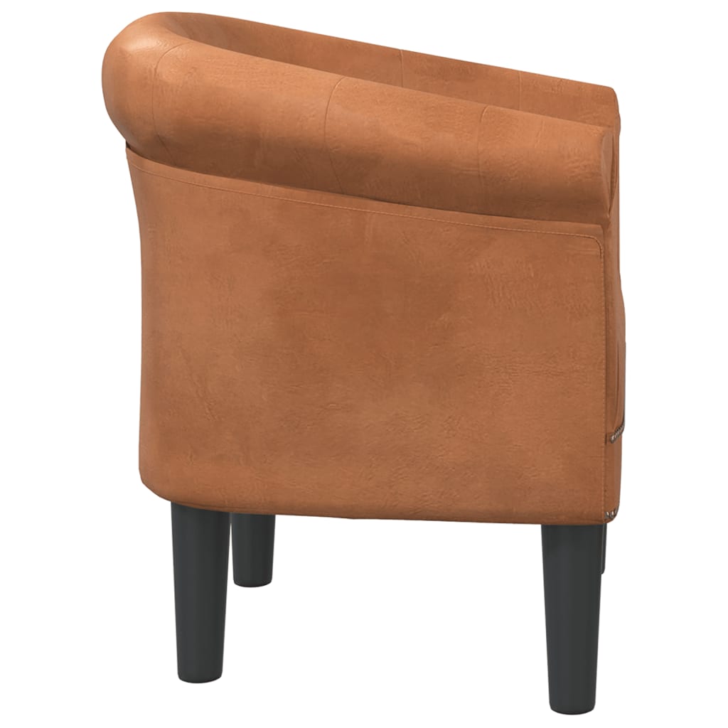 vidaXL Tub Chair Brown Faux Leather-3