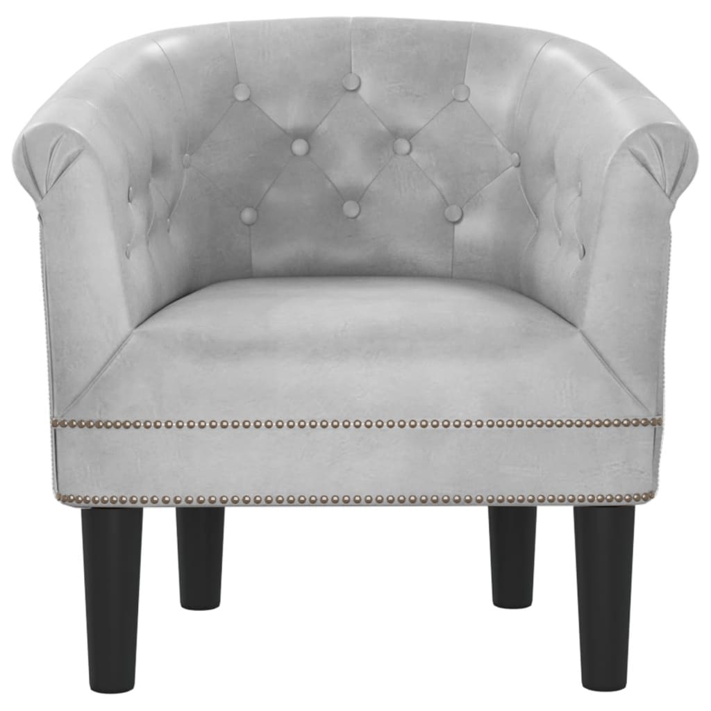 vidaXL Tub Chair Silver Faux Leather-1