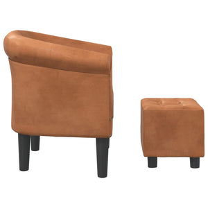 vidaXL Tub Chair with Footstool Brown Faux Leather-2