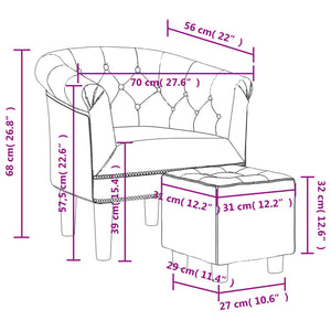 vidaXL Tub Chair with Footstool Brown Faux Leather-6