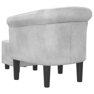 vidaXL Tub Chair with Footstool Silver Faux Leather-3