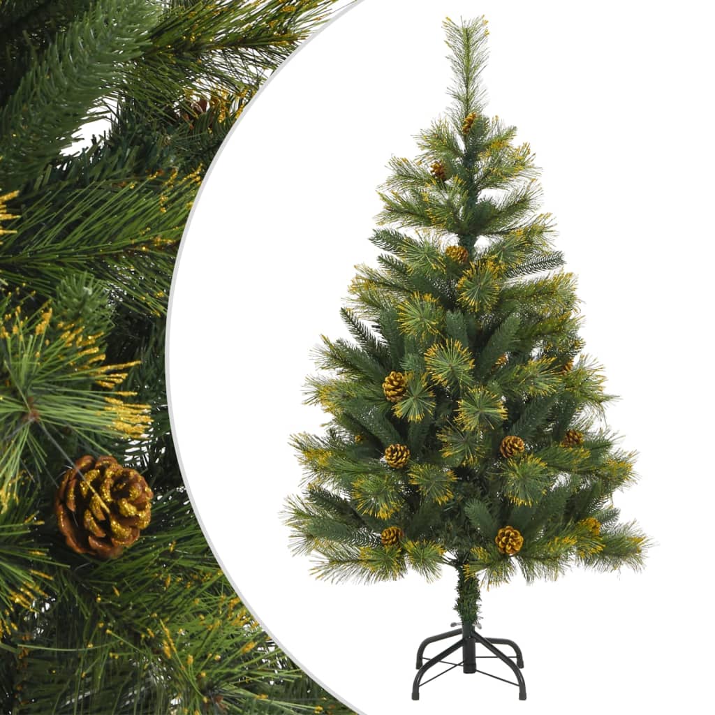 vidaXL Artificial Hinged Christmas Tree with Cones 47.2"-4