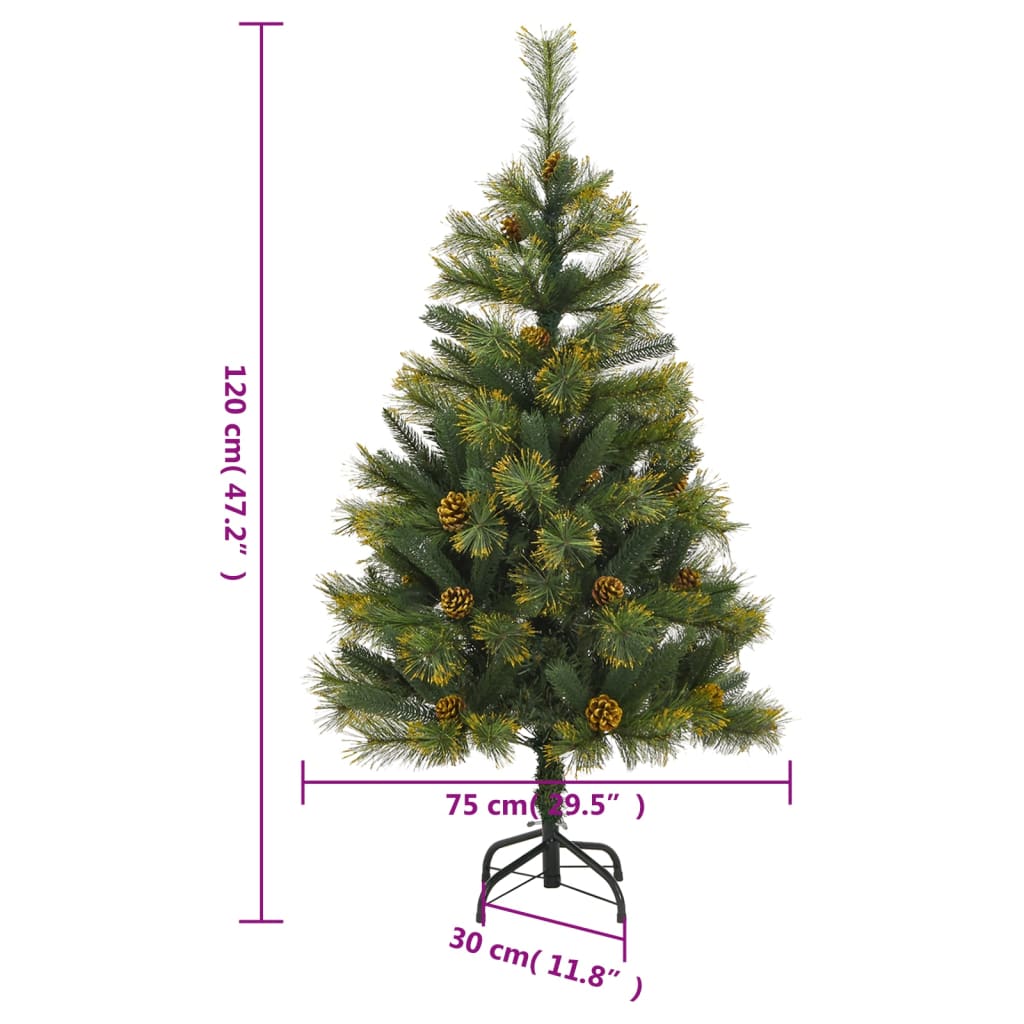 vidaXL Artificial Hinged Christmas Tree with Cones 47.2"-9