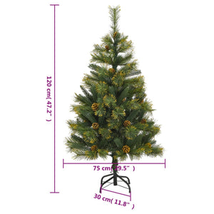 vidaXL Artificial Hinged Christmas Tree with Cones 47.2"-44