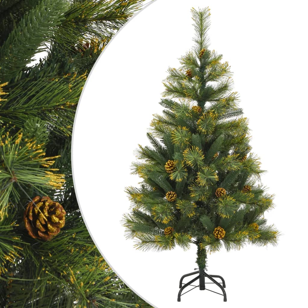 vidaXL Artificial Hinged Christmas Tree with Cones 47.2"-49