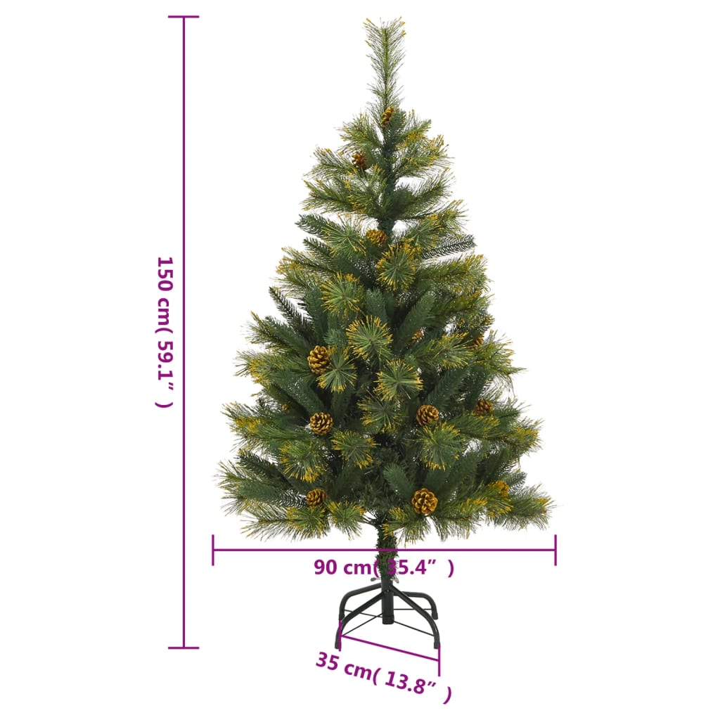 vidaXL Artificial Hinged Christmas Tree with Cones 47.2"-0