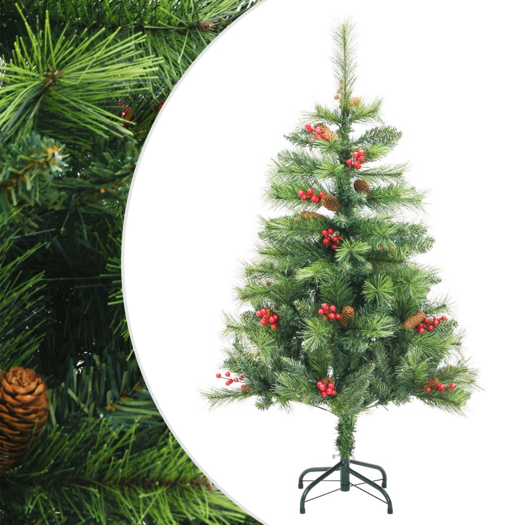 vidaXL Artificial Hinged Christmas Tree with Cones and Berries 59.1"-42