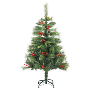 vidaXL Artificial Hinged Christmas Tree with Cones and Berries 59.1"-1