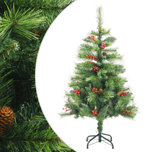 vidaXL Artificial Hinged Christmas Tree with Cones and Berries 59.1"-3