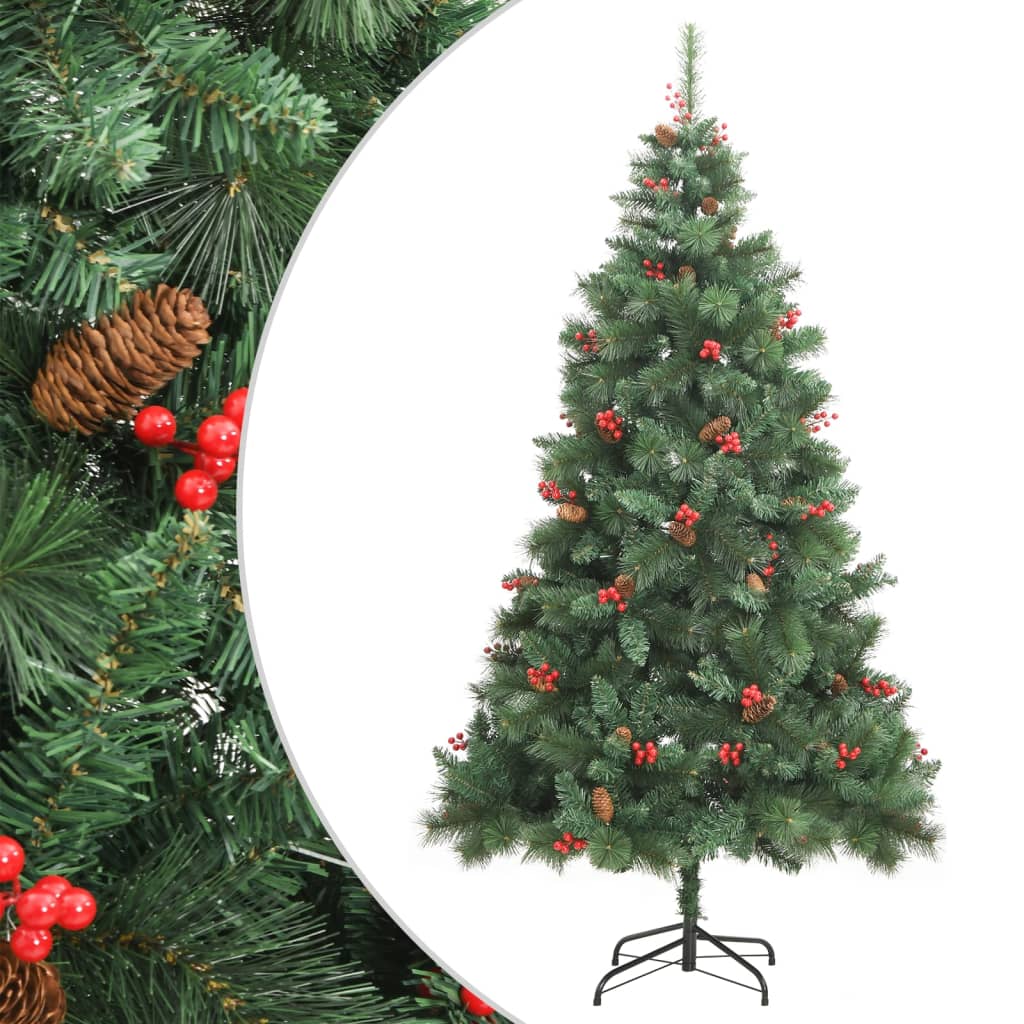 vidaXL Artificial Hinged Christmas Tree with Cones and Berries 59.1"-48