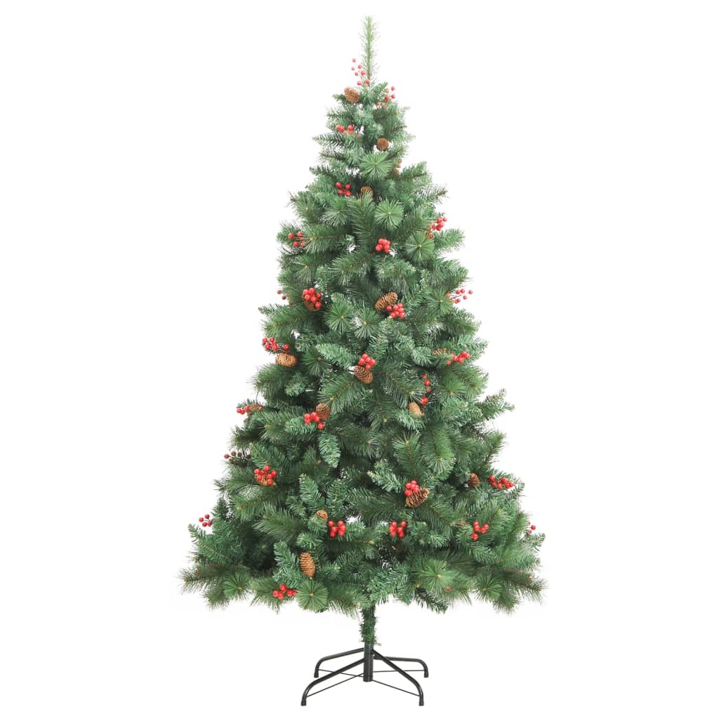 vidaXL Artificial Hinged Christmas Tree with Cones and Berries 59.1"-7