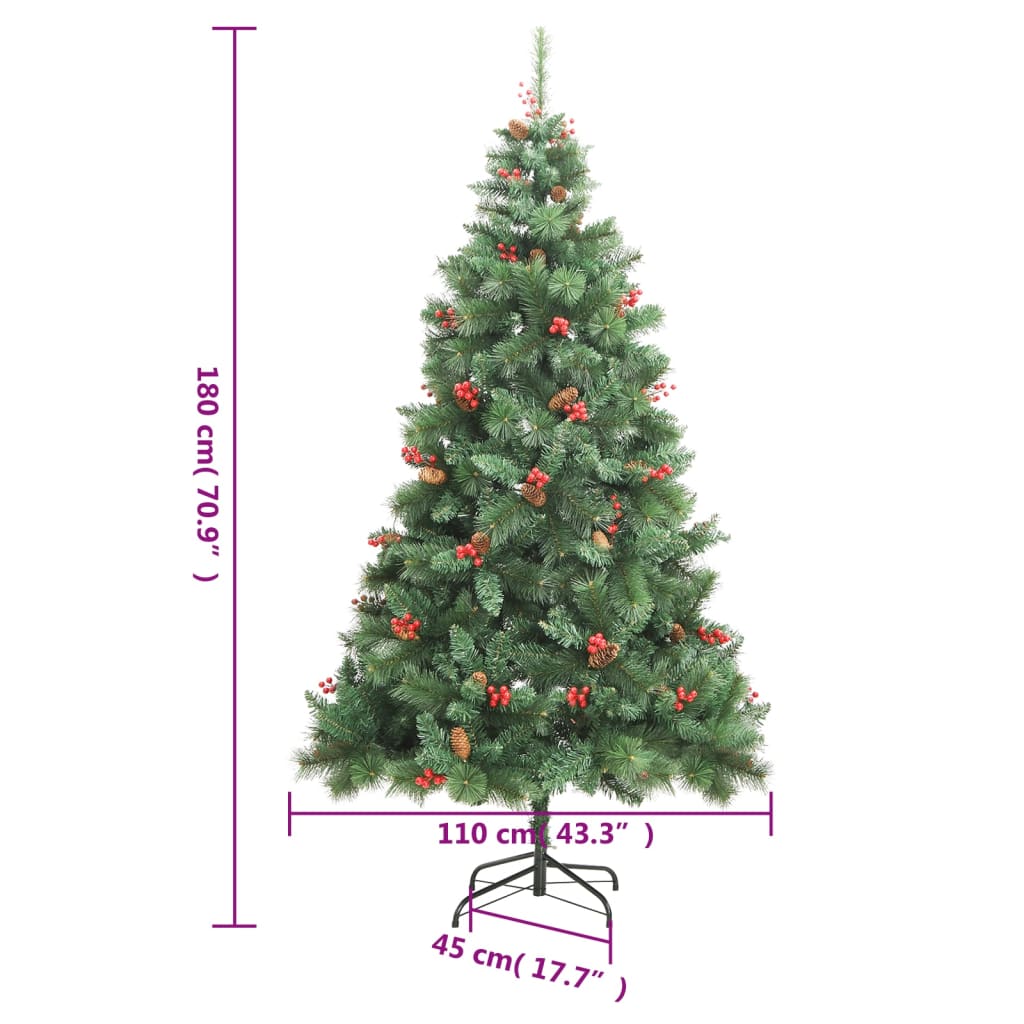 vidaXL Artificial Hinged Christmas Tree with Cones and Berries 59.1"-2