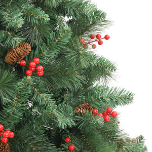 vidaXL Artificial Hinged Christmas Tree with Cones and Berries 59.1"-5