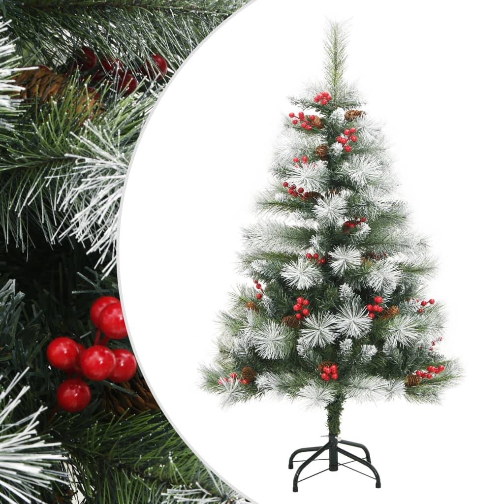 vidaXL Artificial Hinged Christmas Tree with Cones and Berries 47.2"-0