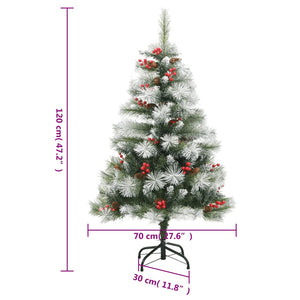 vidaXL Artificial Hinged Christmas Tree with Cones and Berries 47.2"-5