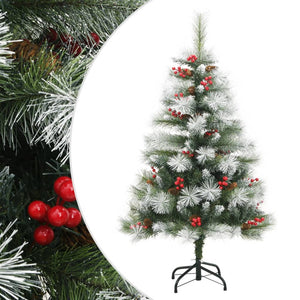 vidaXL Artificial Hinged Christmas Tree with Cones and Berries 47.2"-45