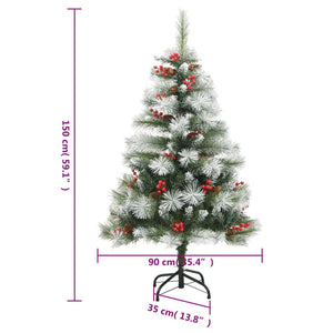 vidaXL Artificial Hinged Christmas Tree with Cones and Berries 47.2"-3