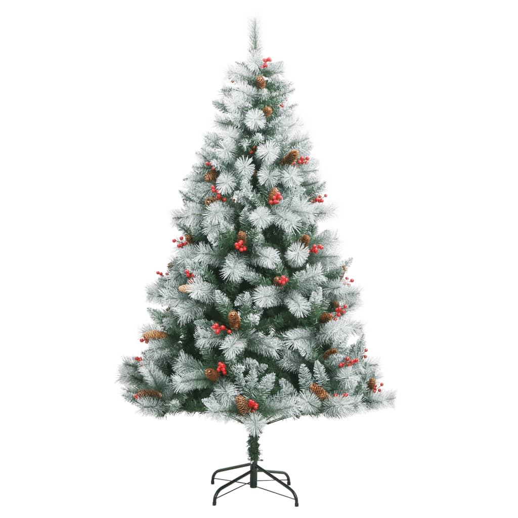 vidaXL Artificial Hinged Christmas Tree with Cones and Berries 47.2"-1