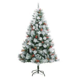 vidaXL Artificial Hinged Christmas Tree with Cones and Berries 47.2"-1