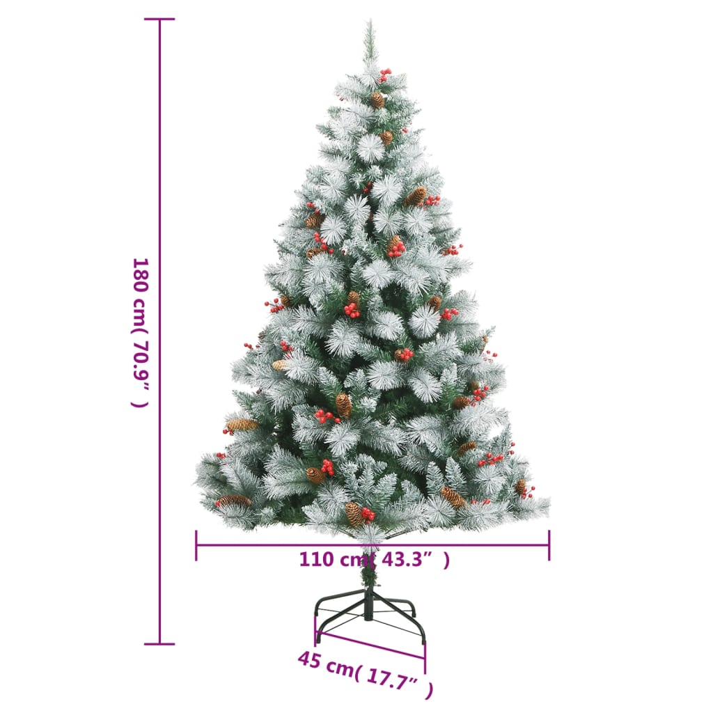 vidaXL Artificial Hinged Christmas Tree with Cones and Berries 47.2"-48