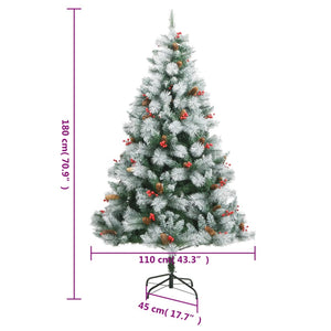 vidaXL Artificial Hinged Christmas Tree with Cones and Berries 47.2"-48