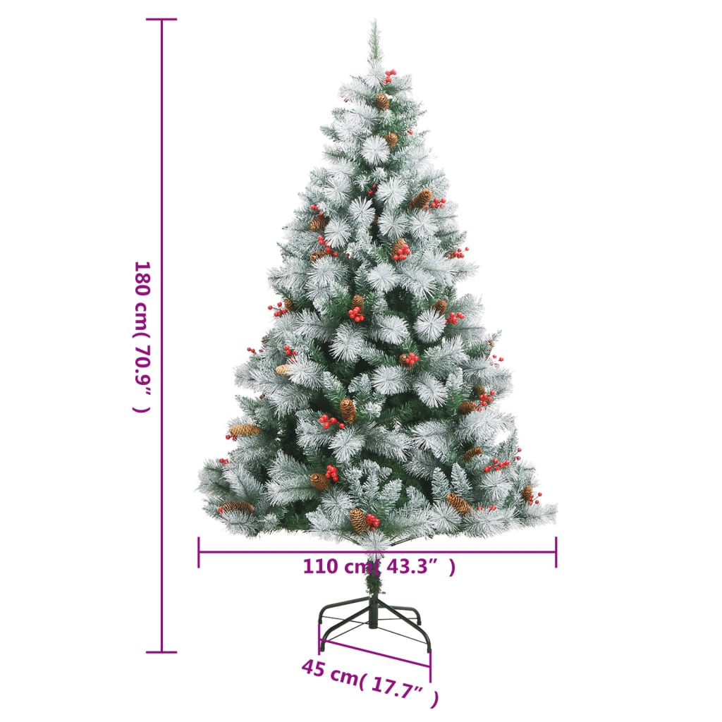 vidaXL Artificial Hinged Christmas Tree with Cones and Berries 47.2"-39