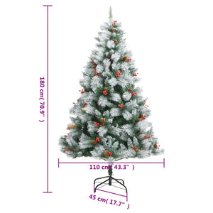 vidaXL Artificial Hinged Christmas Tree with Cones and Berries 47.2"-39