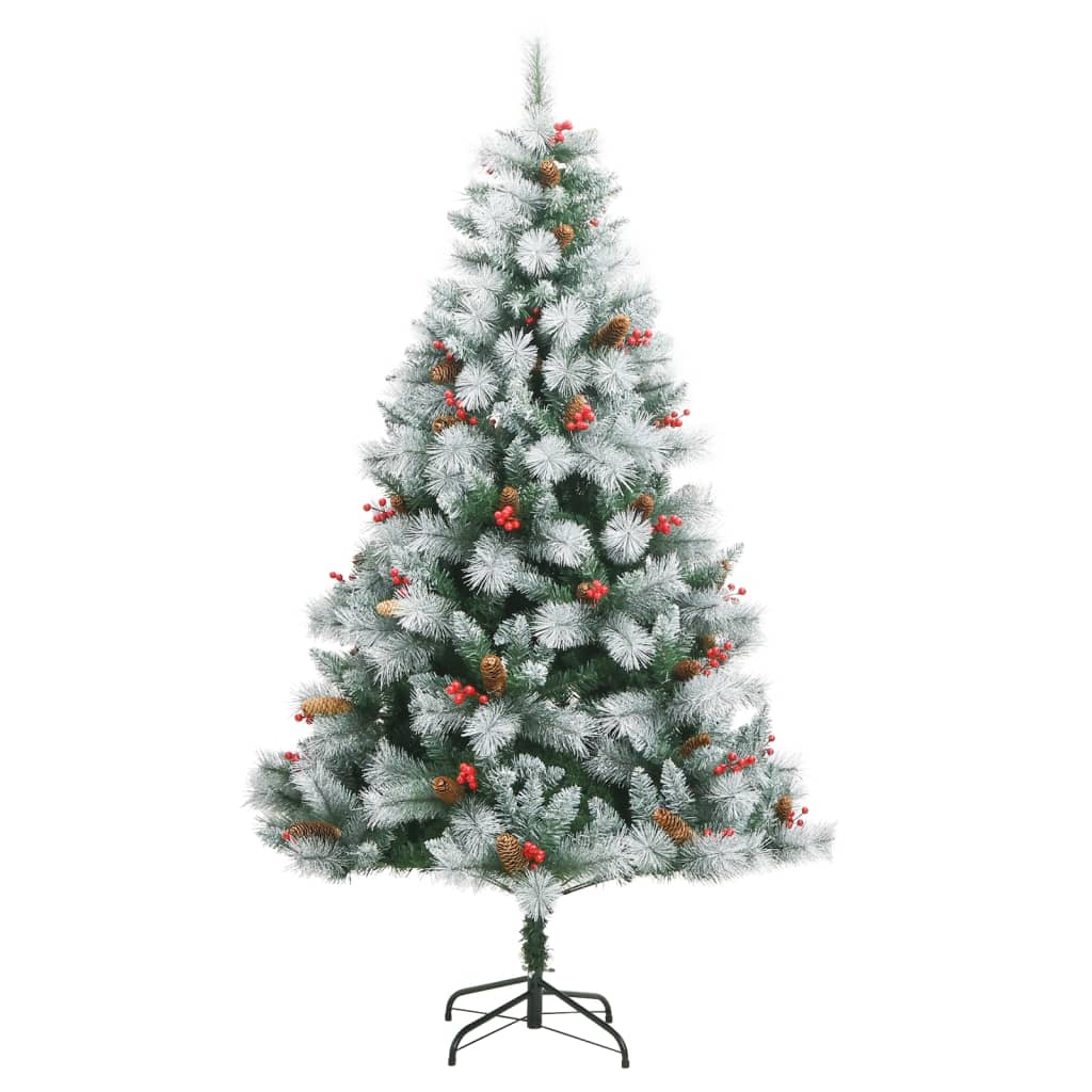 vidaXL Artificial Hinged Christmas Tree with Cones and Berries 47.2"-46