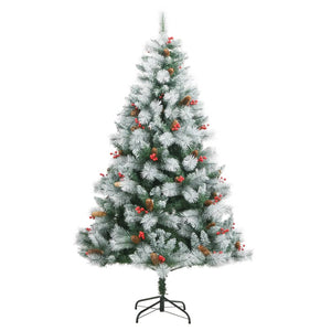 vidaXL Artificial Hinged Christmas Tree with Cones and Berries 47.2"-46