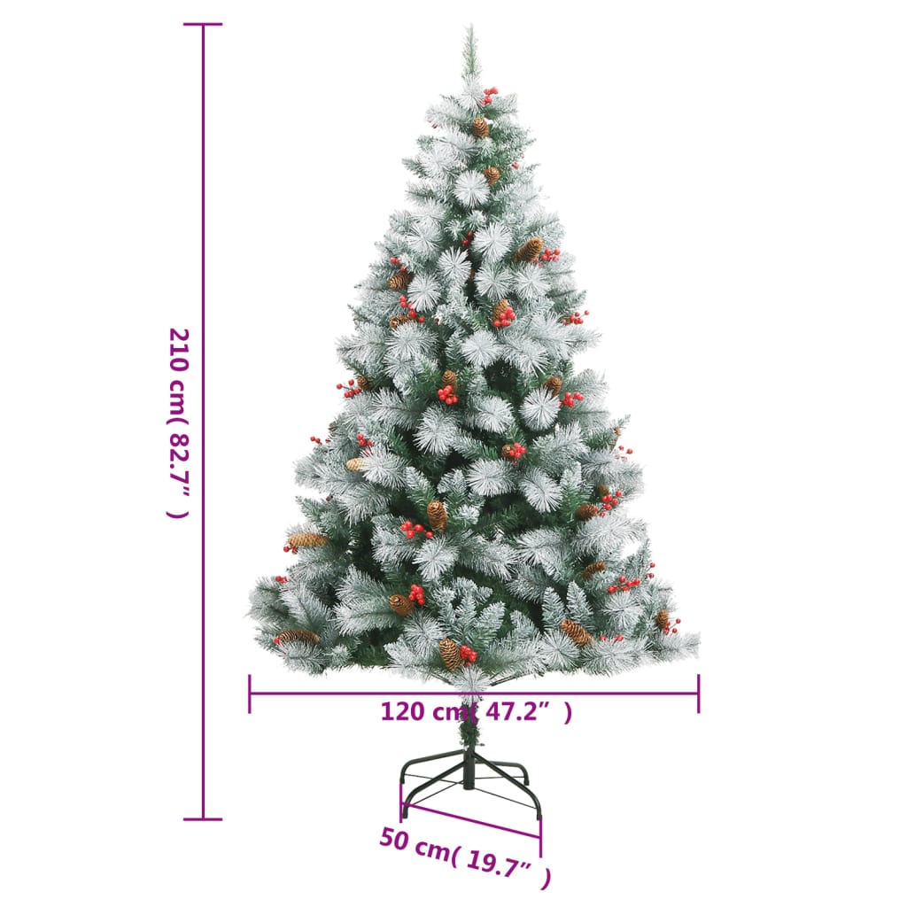 vidaXL Artificial Hinged Christmas Tree with Cones and Berries 47.2"-41