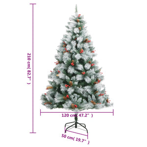 vidaXL Artificial Hinged Christmas Tree with Cones and Berries 47.2"-41