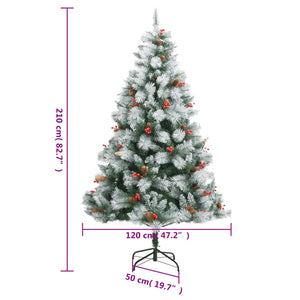 vidaXL Artificial Hinged Christmas Tree with Cones and Berries 47.2"-44