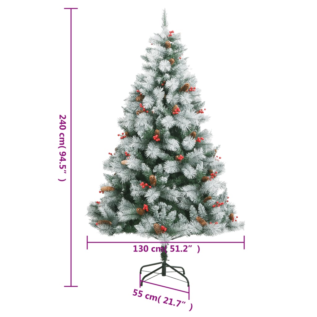 vidaXL Artificial Hinged Christmas Tree with Cones and Berries 47.2"-32