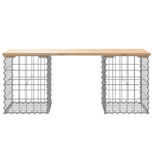 vidaXL Patio Bench Outdoor Park Bench Seating Gabion Design Solid Wood Pine-31