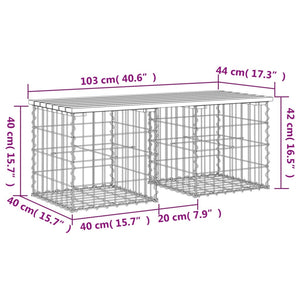 vidaXL Patio Bench Outdoor Park Bench Seating Gabion Design Solid Wood Pine-61