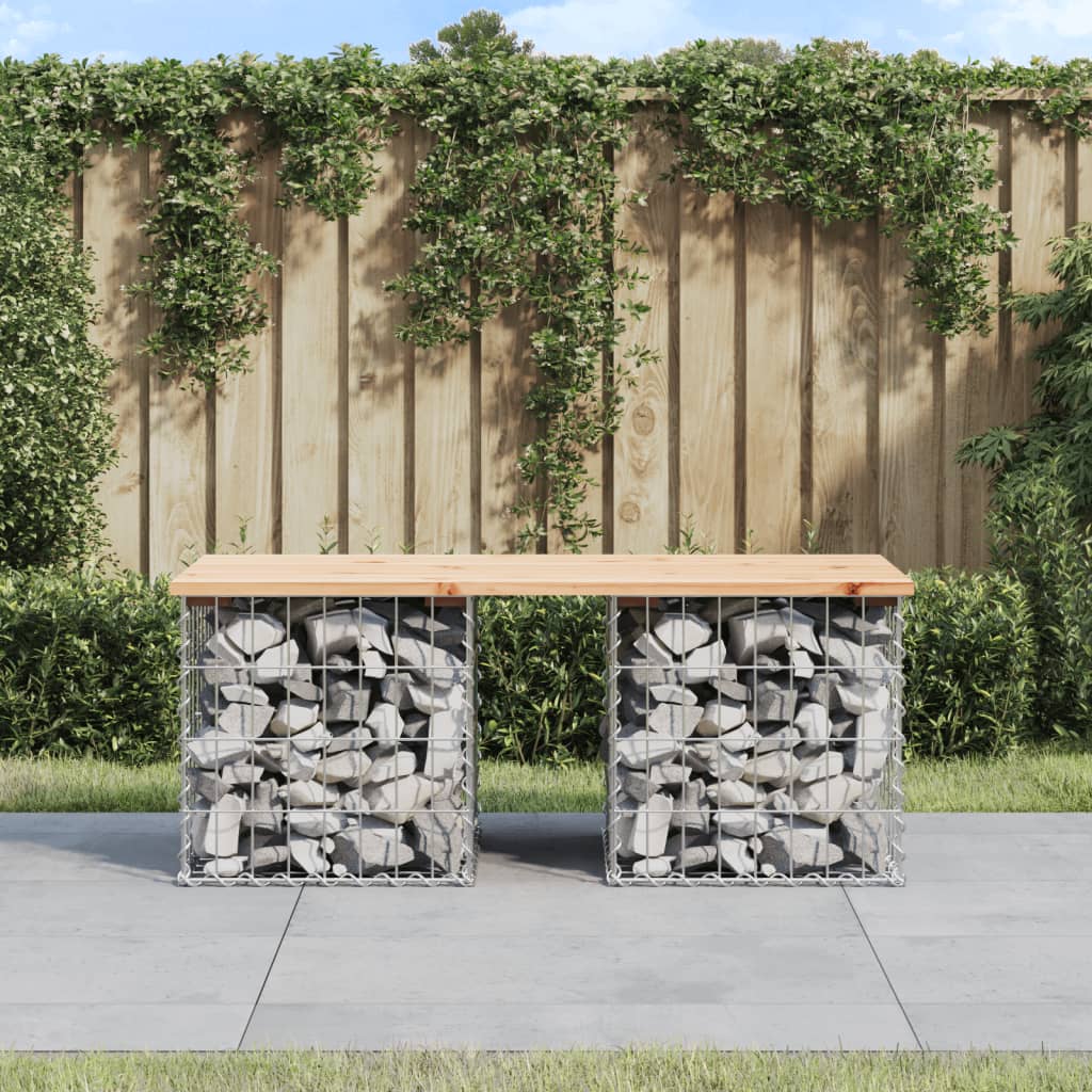 vidaXL Patio Bench Outdoor Park Bench Seating Gabion Design Solid Wood Pine-52