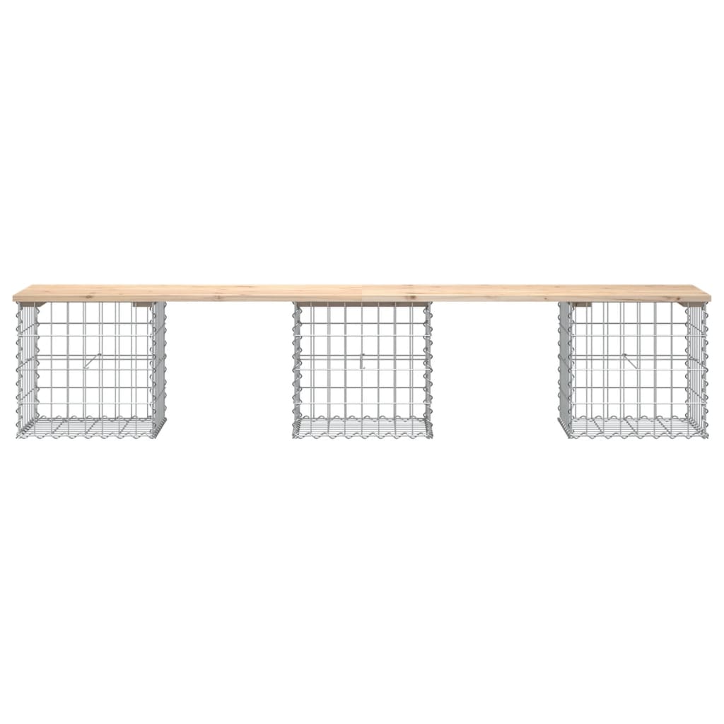 vidaXL Patio Bench Outdoor Park Bench Seating Gabion Design Solid Wood Pine-14