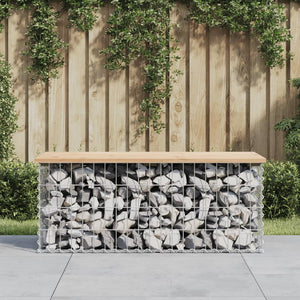 vidaXL Patio Bench Outdoor Park Bench Seating Gabion Design Solid Wood Pine-12