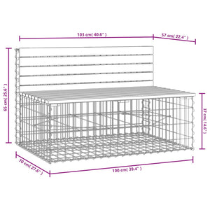 vidaXL Patio Bench Outdoor Park Bench Seating Gabion Design Solid Wood Pine-31