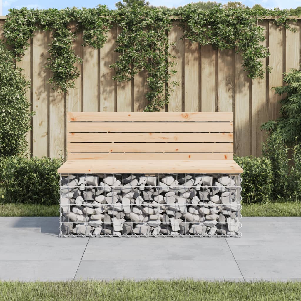 vidaXL Patio Bench Outdoor Park Bench Seating Gabion Design Solid Wood Pine-25